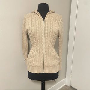 L.L. Bean Cable Knit Sweater Jacket w/ Hood